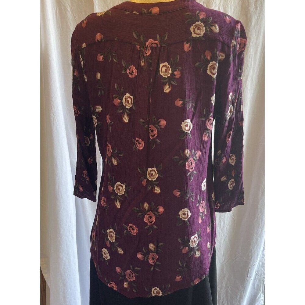 Womens Size XL Monday Fun Floral 3/4 Sleeve Pullover Blouse Tunic - Picture 4 of 12